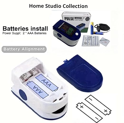 Finger Pulse Oximeter Larger Display Blood Oxygen Monitor with Batteries and Lanyard Included Fingertip Pulse Oximeter Color: Navy Blue
