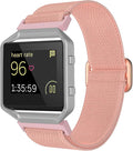 Elastic Bands Compatible for Fitbit Blaze for Men Women, Nylon Adjustable Stretchy Loop Braided Straps with Metal Frame Compatible for Fitbit Blaze Bands for Women Men