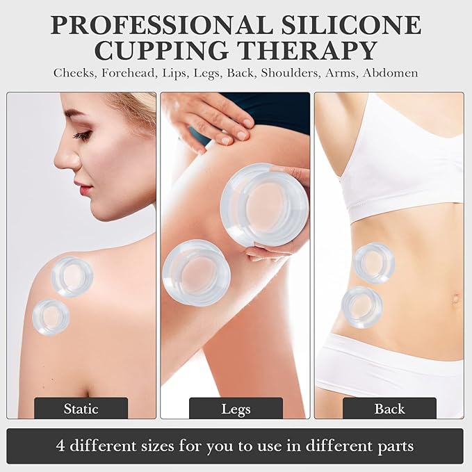 Syhood 16 Pcs 4 Sizes Cupping Therapy Set Silicone Cupping Massage Cups Professional Therapy Studio and Household Set for Cellulite Reduction Body Myofascial Muscle Nerve Joint Pain
