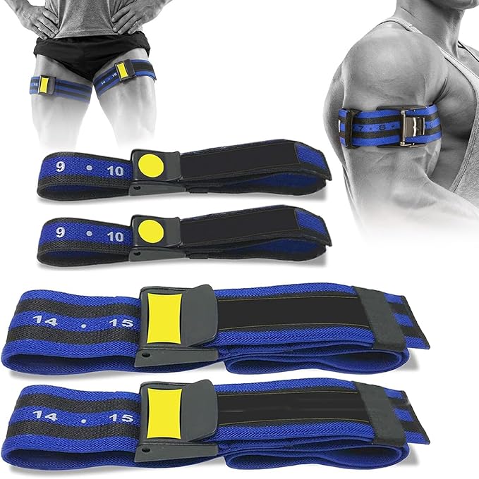 4Pack PRO Blood Flow Restriction Bands for Arms & Legs - Occlusion Training Bands, Gain Muscle Without Heavy Weight Lifting, Strong Elastic Strap & Quick-Release