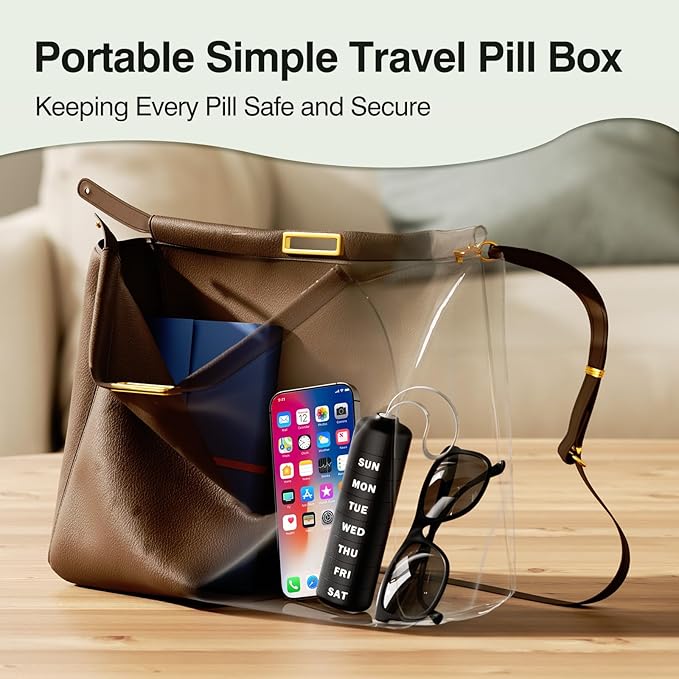 7 Day Pill Organizer, Travel Pill Box with Effortless Opening Design, Zoksi Weekly BPA Free Medicine Organizer with Large Container, Portable Waterproof Vitamin Case for Vitamin, Fish Oil, Supplement