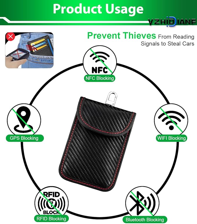 Faraday Key Fob Protector (3 Pack), Key Fob Signal Blocker Pouch, Faraday Bags Signal Blocking Security Pouch Anti-Theft Anti-Hacking Car Keys Fob Case Prevent Keyless Car Theft