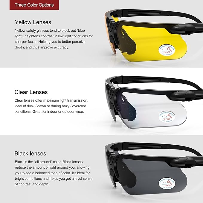 xaegistac Shooting Glasses with Case Anti Fog Hunting Safety Glasses for Adults