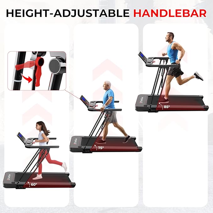 SubSun Foldable Treadmill for Home, Portable Walking Pad with Handle, Manuall/Auto/No Incline, 2.5HP Treadmill with 265 Lbs, Black/White