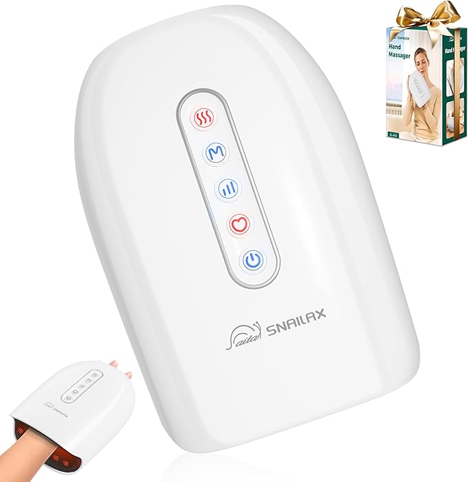 Snailax Cordless Hand Massager with Heat and Compression, 6 Levels Finger & Palm Pressure for Arthritis, Carpal Tunnel & Numbness, Mothers Day Gifts - Rechargeable