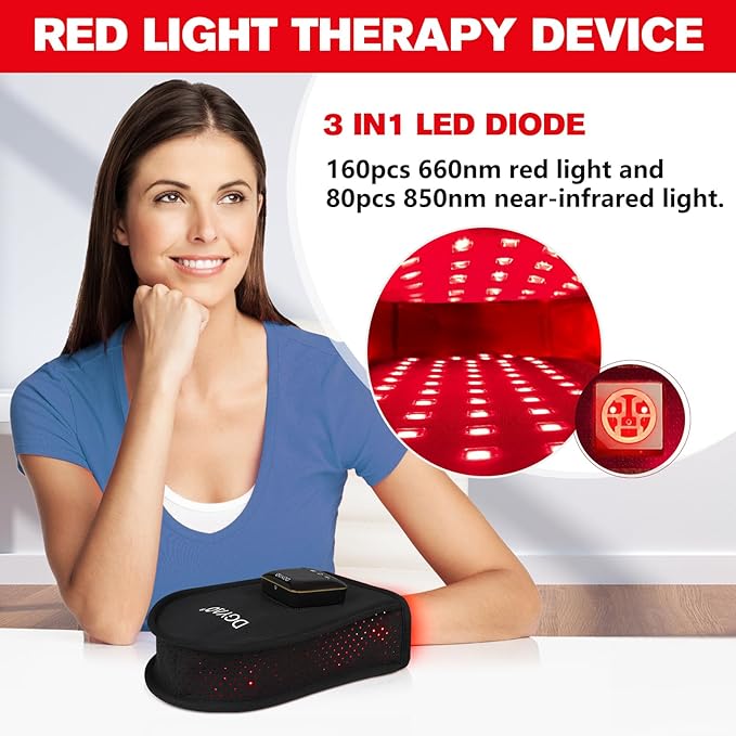 Cordless Red Light Therapy for Hand, Near Infrared Light Therapy Device Pulsing for Body Hand Wrist Fingers Joint Pain Relief Muscle Relax, Portable for Home Office Business Trip Use