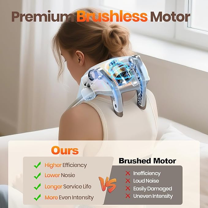 Neck and Shoulder Massager, 6D Neck Massager for Pain Relief Deep Tissue, Brushless Neck Massager with Heat, 10 Mins Auto-Off, 2 Modes & 3 Speeds, Ideal Gift for Friends Family Lover