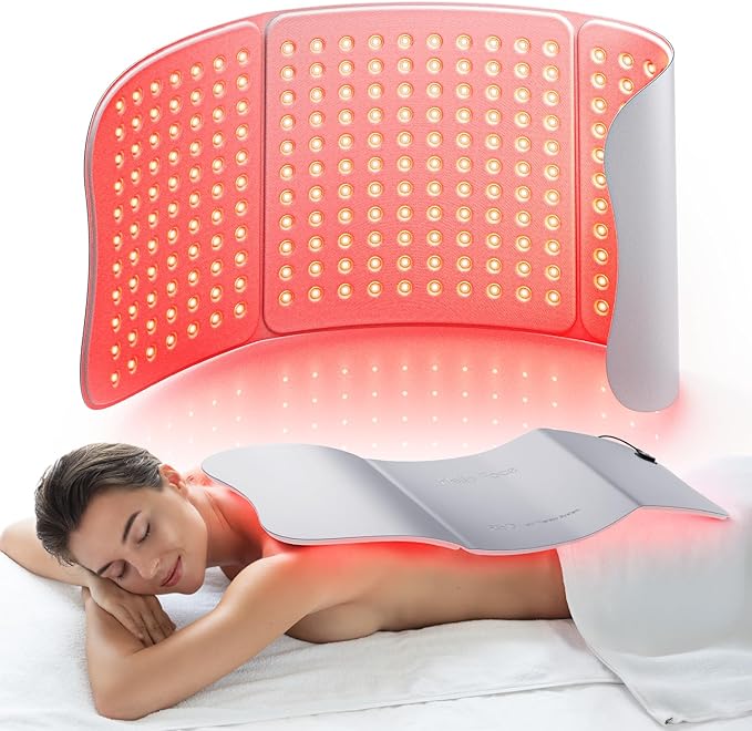 Extra Long 30''x12'' Red Light Therapy for Body, 264 x Triple-Chip LEDs Large Red Light Therapy Mat Portable Near Infrared 660nm & 850nm for Full Body Back Hips Joint Pain Relief 36W Gray