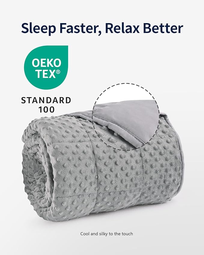 Mr. Sandman Weighted Blanket for Adults, Minky Dots Heavy Blanket for Woman, Man Sleeping/Calm, Soft, Cozy and Cooling Weighted Throw Blankets, Machine Washable, 60 x 80in, 20 Pounds, Grey