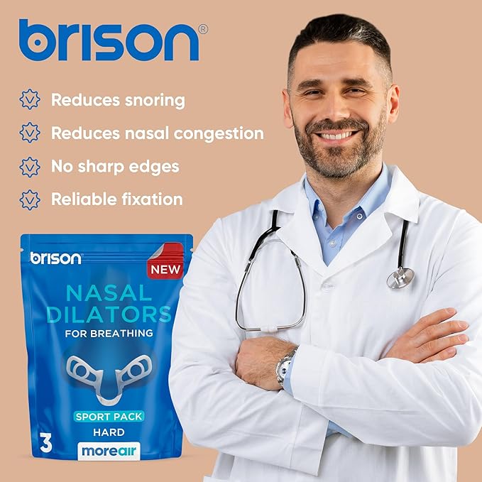 Brison Nasal Dilators for Breathing and Sleeping - 3 Pack Anti Snoring Nose Vents Opener for Better Breathing Sleeping and Activity Improves Airflow - Hard