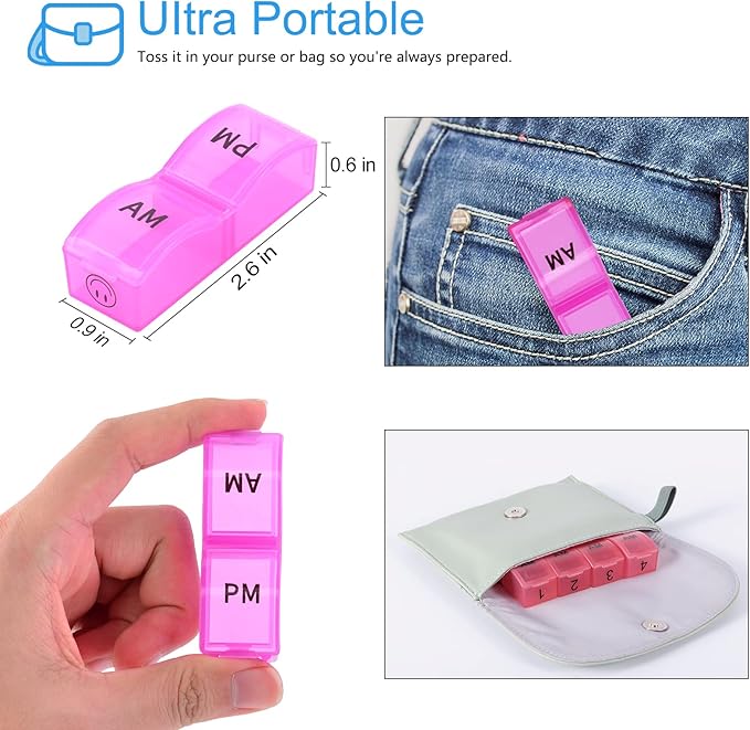 GREENCYCLE Monthly Pill Organizer 2 Times a Day, 30 Days Pill Box AM PM, 4 Week Pill Cases, One Month Pill Medicine Container Small Separate Compartments to Hold Vitamins, Fish Oil, Supplements