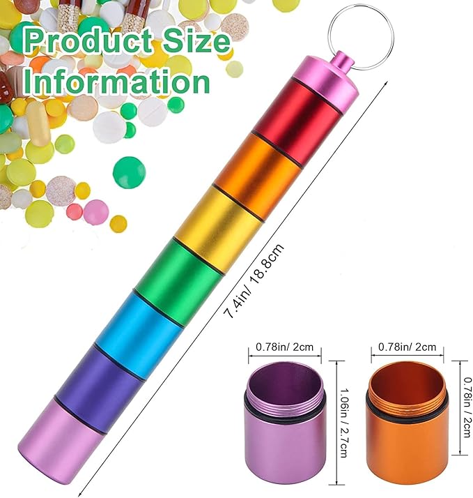 Portable Aluminum Alloy Medicine Organizer Box Tablets Container Case Keychain Stackable & Waterproof Travel Pill Box | Multicolor | 01 Pcs