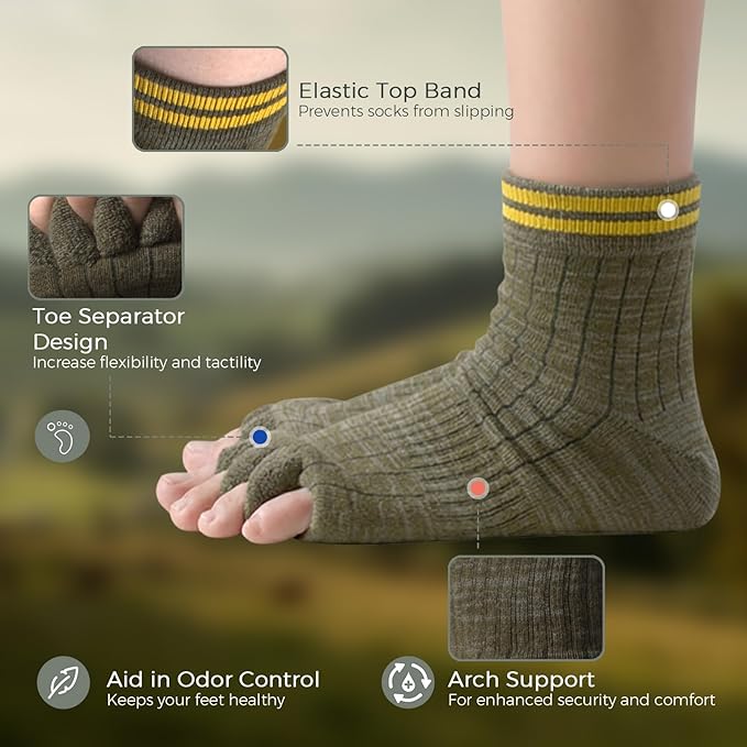 Toe Separator Socks,Foot Alignment Sock for Health Care, Pain Relief, Bunion Corrector, Breathable Toe Socks