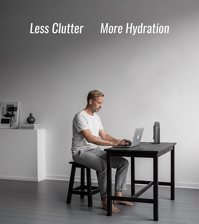 32oz/1L Sport Water Bottle, Light Tritan, Quick-Open Chug Lid/Straw 2-in-1, Leak-Proof, Dishwasher-Safe, BPA-Free, Drop-Resist & Scratch-Resist for Travel/Gym/Office (Black Minimalism)