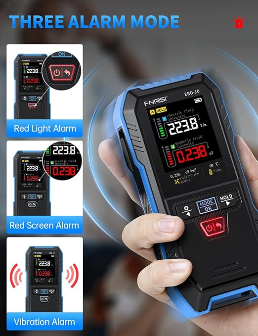 【Newly Upgraded】FNRSI ERD-10 Digital EMF Meter, Electromagnetic Field Radiation Detector with 2.4" Color Screen for Magnetic Electric RF, Temperature Monitoring, Portable Design