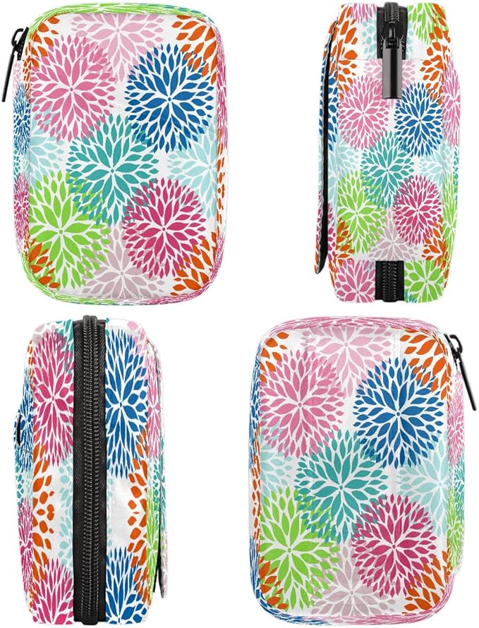 Weekly Travel Pill Organizer Case for Purse with Removable 7 Day Box Portable Compact Size Pill Box Fashionable Pill Container for Medicine Vitamin Supplement Abstract Flower