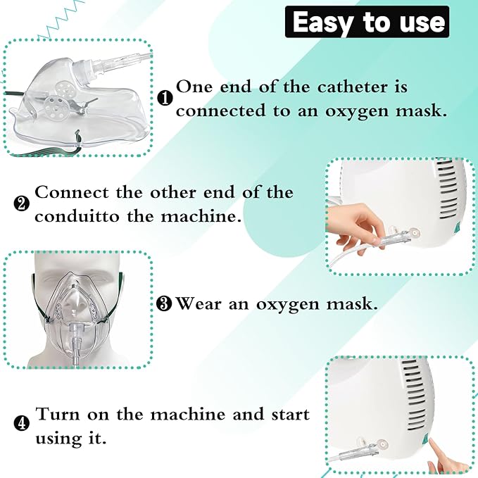 3 Pack Oxygen Masks for Face Adult, XL Size Oxygen Mask with 6.6' Ft Tubing and Adjustable Elastic Strap- NO Cup-White