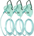 3 Pack Oxygen Mask for Face Adult with 7 Ft Tube, Adult Oxygen Mask with Adjustable Elastic Strap - XL+L+M,Green