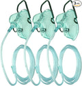 3 Pack Pediatric Oxygen Mask for Face with 7 Ft Tube, Kid Oxygen Mask with Adjustable Elastic Strap - Pediatric Elongated Size