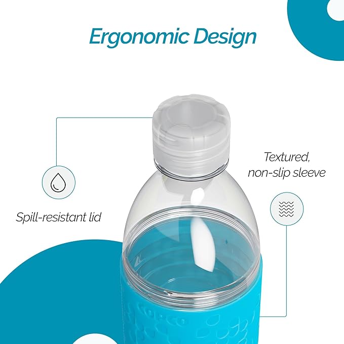 Copco Hydra 16.9 oz Water Bottle – Leak Proof, Tritan Durable, BPA Free, Dishwasher Safe, Twist Open Body for Ice & Easy Cleaning, Silicone Non-Slip Grip, Portable for Gym & Office (Light Blue)