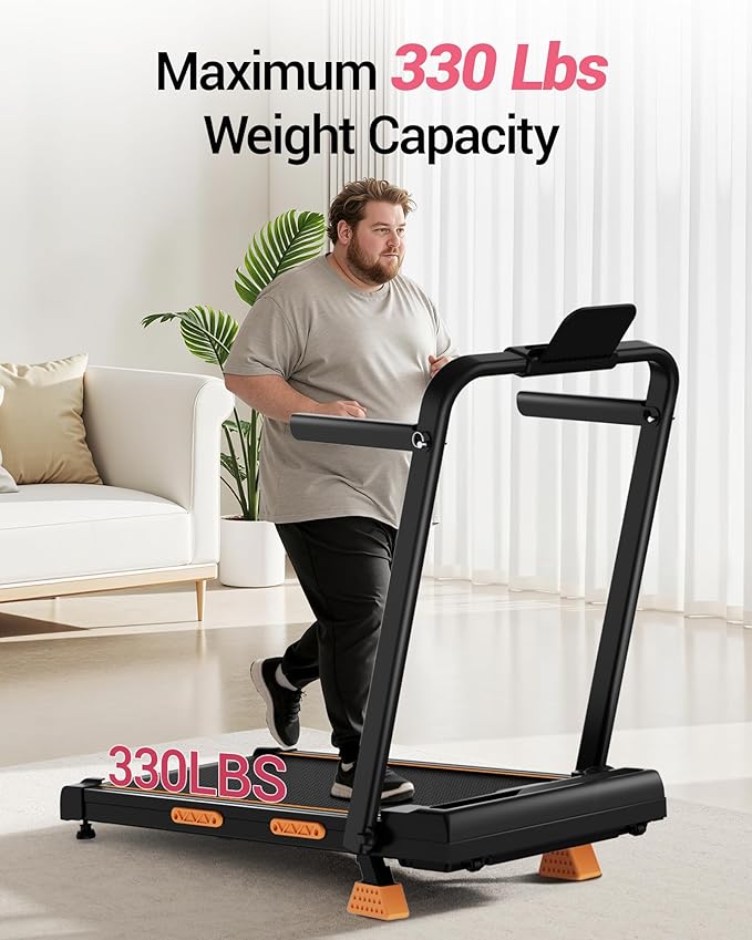16% Incline Walking Pad Treadmills for Home Small, 4-in-1 Under Desk Treadmill with Handles, Foldable Treadmill with 2.5 HP Quiet Brushless, 330 LBS Capacity