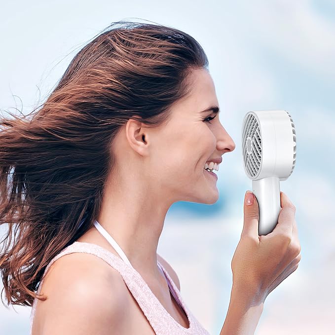 mini portable fan with HEPA filter. Battery for 10 hours and USB rechargeable. Cover your nose with it to breathe the 150L/min clean air. (White)