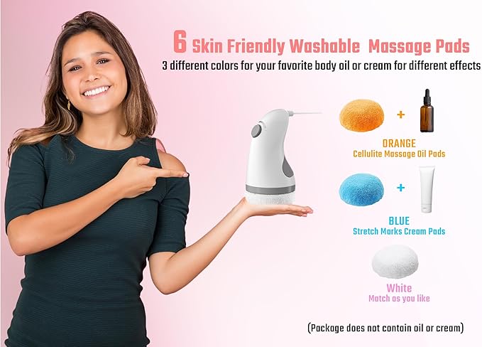 cotsoco Cellulite Massager, Body Sculptor for Belly Fat with 6 Skin Friendly Washable Pads Handheld Body Sculpting Machine for Belly, Waist, Butt Arms, Legs - Full Body Sculpting Massager at Home