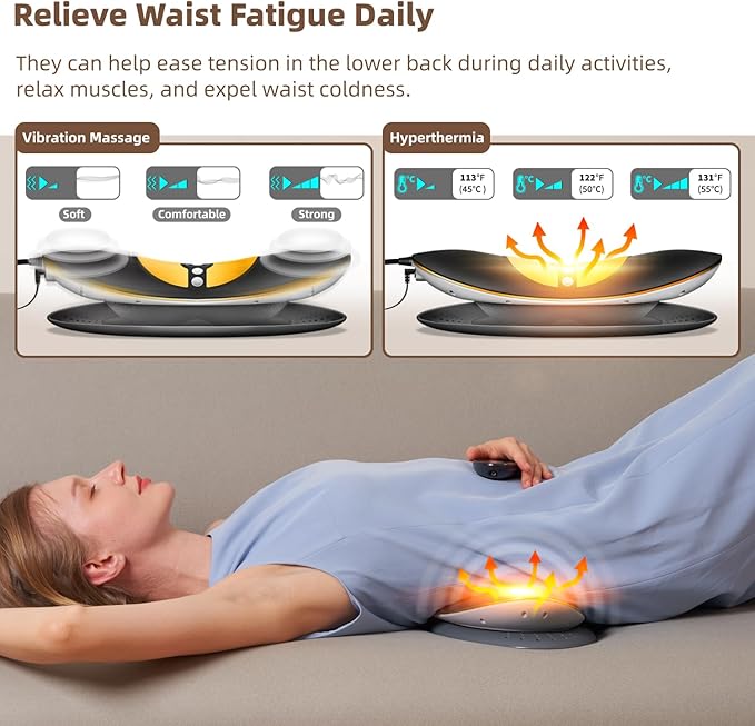 Electric Lumbar Traction Device, Multifunctional Back Traction Device with Dynamic Airbag Traction, 20-Level Electrotherapy, 3-Level Vibration Massage and Thermal Therapy from 113 to 131℉