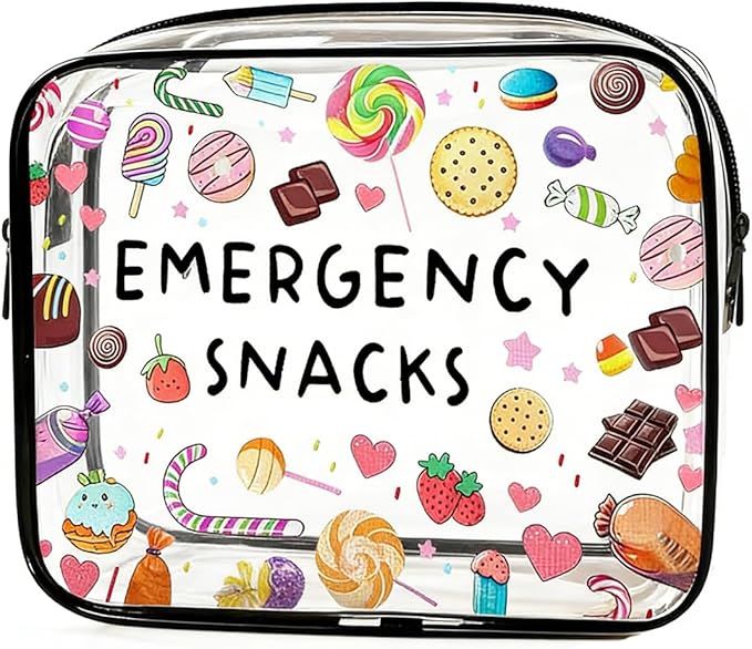 Emergency Food Storage Snack Bags for Women Travel Makeup Bag Organiser Organizer Pouches for Daughter Niece Birthday Gift Clear Cosmetic Bag with Zipper Emergency Snacks Pouch for Travel Accessories