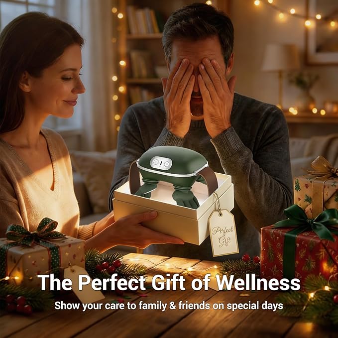 Neck Massager with Heat, Bionic Deep Tissue Shiatsu Kneading, Cordless Rechargeable Hands‑Free Wearable for Muscles, Home Office Back and Shoulder Massagers with Fingers