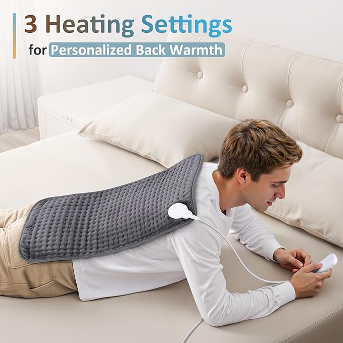 Comfytemp Heating Pad for Back & Period, FSA Eligible Electric Large Heat Pad, 2H Auto Off, Birthday Gifts for Women Men Mom Dad, HSA Approve Moist Neck Shoulder Legs Knee Heated Pad Washable, 12"x24"