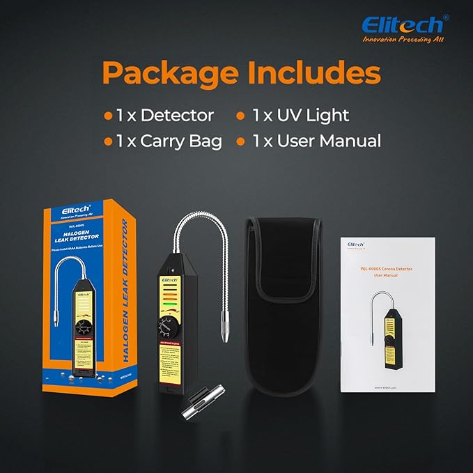 Elitech Freon Leak Detector Halogen Refrigerant Gas Leak Detector HVAC Tester AC Sniffer R22 R410A R134A 1234YF, WJL-6000S