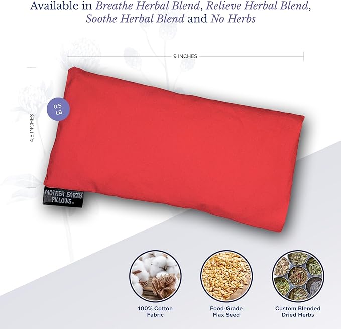Mother Earth Pillows Therapeutic Eye Pillow (Red - Breathe Herbal Blend)