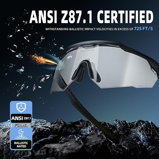 Shooting Glasses Anti Fog with High Definition Lenses, ANSI Z87.1 Certified Tactical Safety Glasses for Men Women