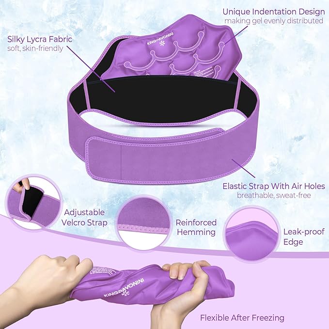 KingPavonini Extra Large Ice Pack for Back Pain Relief with Extension Strap, Reusable Lower Back Gel Ice Wrap for Lumbar Surgery, Sciatica, Herniated Disc, Coccyx Pain, Cold/Hot Therapy, 2 Gel Packs