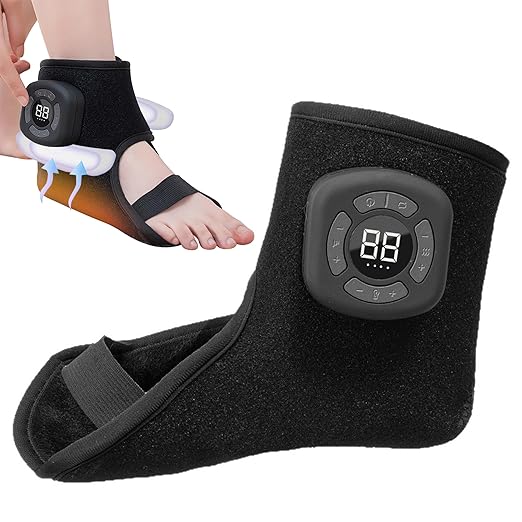 Emesak 3-in-1 Ankle Foot Massager with Vibration & Warmth - 360° Adjustable Compression Sleeve with 5 Intensity Levels, Wireless Rechargeable Design for Foot & Ankle Relaxation (1Pcs)