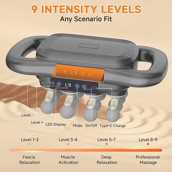 Karrong 16 Head Massage Gun Deep Tissue, Electric Back Massager Tool Cordless Neck/Shoulder/Leg/Foot/Arm/Body Massager for Pain Relief, 9 Levels & 9 Modes, Gifts for Men/Women/Mom/Dad