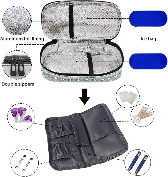 Western Horse Insulin Cooler Travel Bag, Diabetic Medications Organizer Case Great for Daily Use Travel Storage Portable Medication Cooler Bag for Insulin Pens