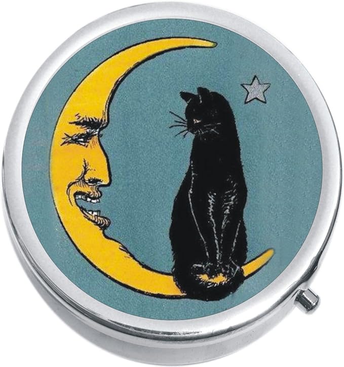 Cat and Moon Medicine Vitamin Compact Pill Box
