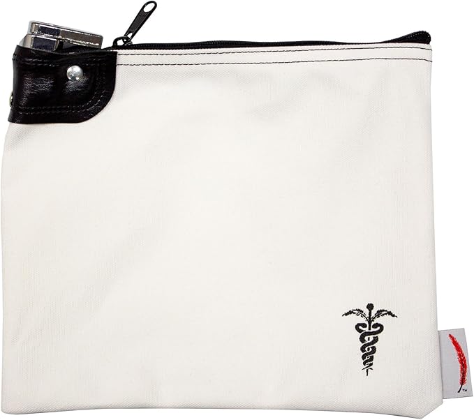 Medication Organizer Key Lock Bag, Travel Pill Organizer Medication Lock Bag with 2 Keys, Heavy Duty Lock System Medicine Lock, Pill Pouch, 8 x 10 inch (White)