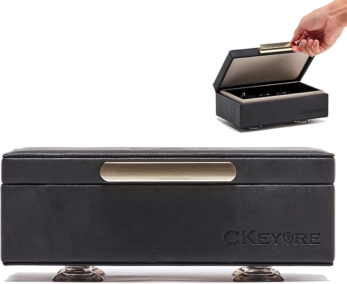 CKEYURE Key Box | Faraday Box for Car Keys | Car Key Signal Blocker Box | RFID Key Box | Key Holder | Key Safe | Signal blocking key box for car security | One Hand Operation (Black)