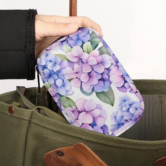 Watercolor Flower Pill Box Small Pill Travel Organizer 7 Day Weekly Purple Floral Medicine Pill Case Cute Compact Size Vitamin Container Pill Bottle Portable Pill Holder Bag with Zipper