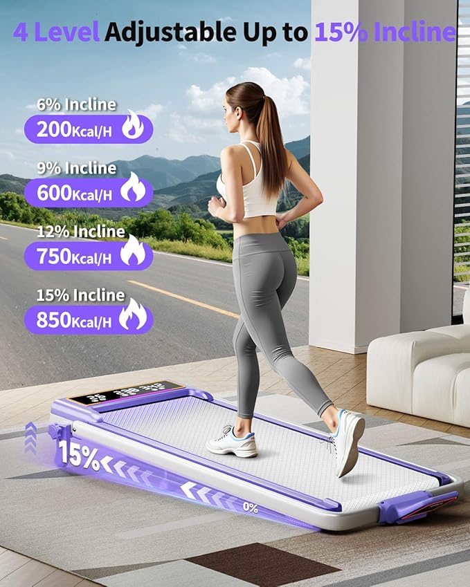 Foldable Treadmill with 10% Incline, 3.5HP Low Noise Walking Pad Treadmill with Handle Bar, Rayspace 4 in 1 Portable Under Desk Treadmills for Home/Office, 350 Lbs Capacity, APP & Remote Control