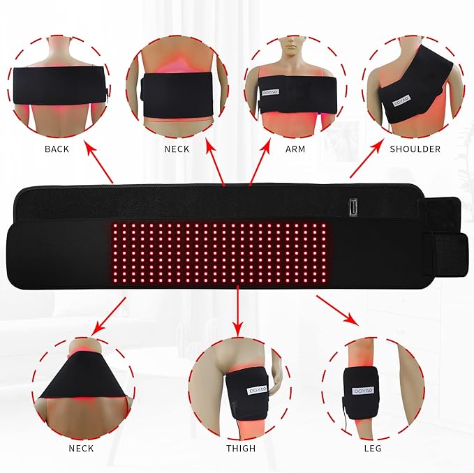 Infrared &Red Light Therapy Belt: 3 in 1 Near Infrared 880nm Led Wrap Back Pain Relief Pad Deep Penetrating Body Joints Muscle Benefits FDA Cleared