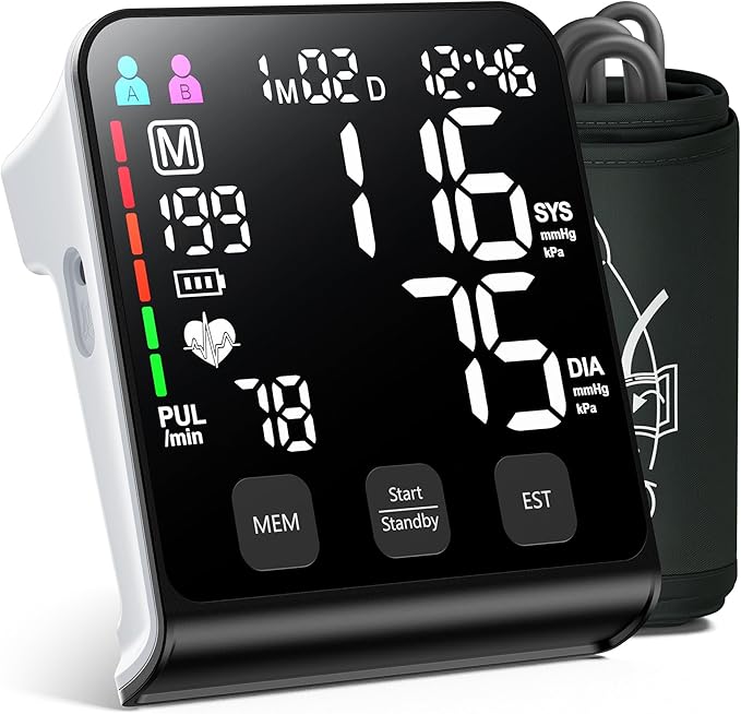 Upper Arm Electronic Blood Pressure Monitor, Automatic Upper Arm Blood Pressure Monitor,Wide-Range Cuff, Large LED Backlit Display,Accurate Automatic Digital BP Monitor