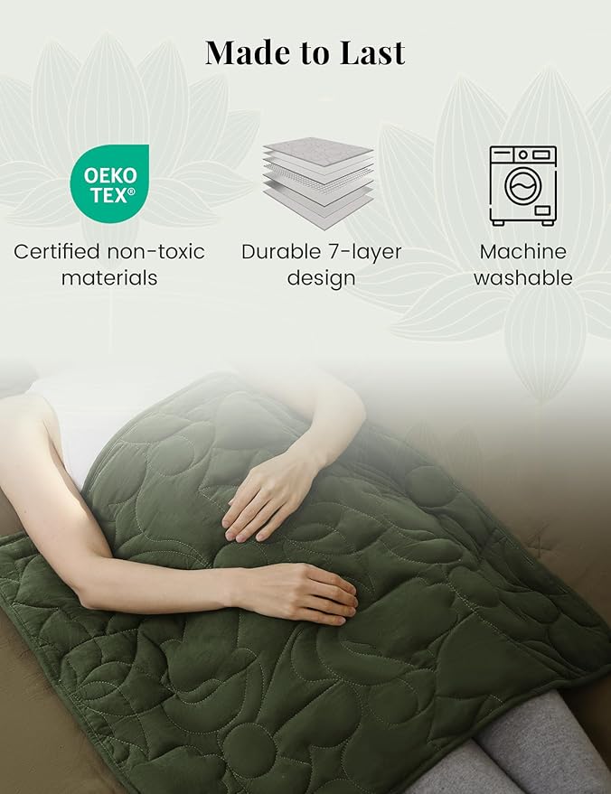 ZonLi Weighted Lap Blanket 5lbs for Meditation, Yoga, Napping, Sleeping and Travel, Cotton Weighted Blanket for Adults,Skin Friendly & Machine Washable, 29x24 inches, Forest Green