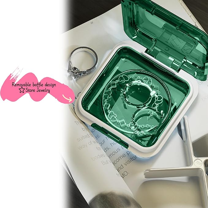 Small Pill Box Waterproof Travel Pill Case Portable Daily Pill Container Pill Holder for Purse 4 Compartments Pocket Compact Medicine Organizer for Fish Oils,Supplements,Medication (Green)