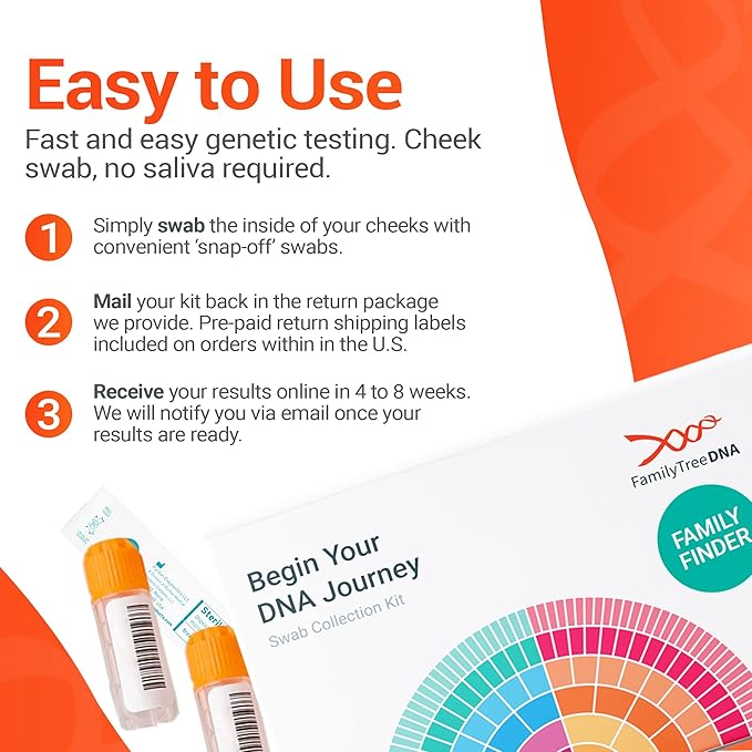 FamilyTreeDNA Family Finder, Ancestry & DNA Test Kit, Discover Your Origins & Unlock Your Geographic Roots, Connect with Your DNA Relatives, At-Home Test Kit for Expertly Processed Convenient Sampling