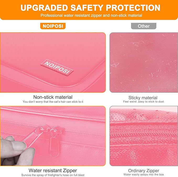 Document Organizer with 5200℉ Heat Insulated, 16.1"x11.4"x4.3" Waterproof and Fireproof Document Box with Lock, Home Strong Fireproof Safe Storage Box for Legal Size Documents and File，Pink