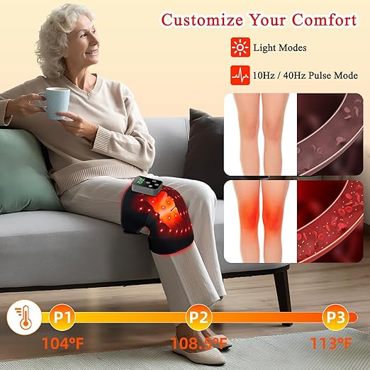 Red Light Therapy Knee Brace, Cordless 660nm 850nm LED Infrared Redlight Therapy Pad for Knee Joint Elbow Shoulder with 3000mAh Rechargeable Controller